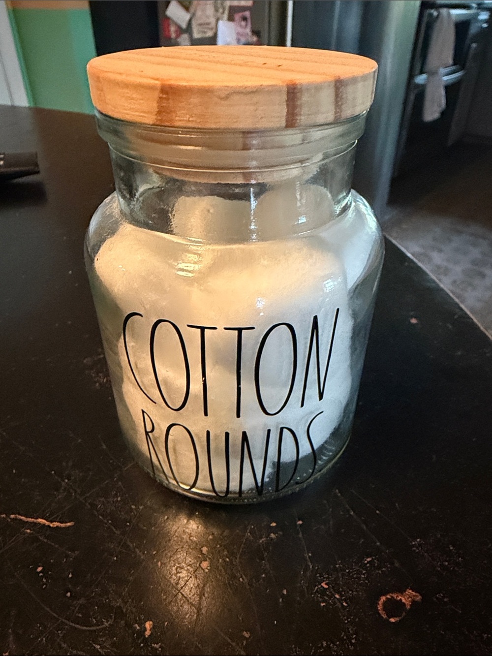Rae Dunn Clear Glass Jar with Natural Wood Lid
